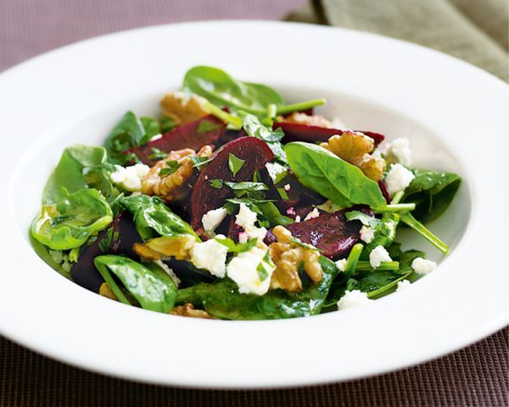 beet spinach goat cheese salad