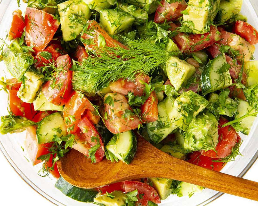 cucumber tomato avocado salad